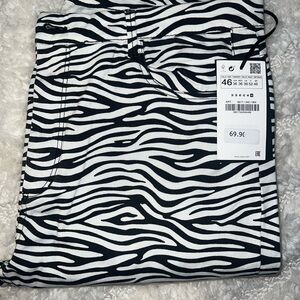 Zara Black and White Animal Print Pants